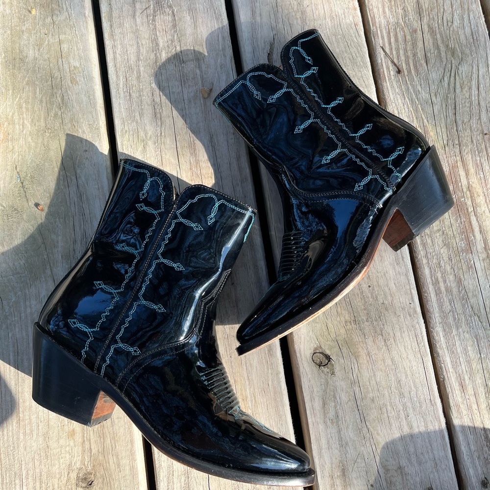 BLack & teal Lucchese boot